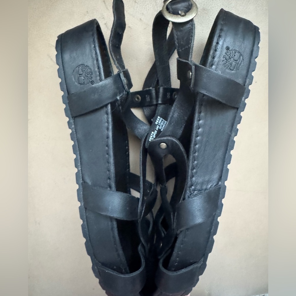 Timberland Black Leather Strapy Women’s Sandals Size 7 M - Picture 6 of 9